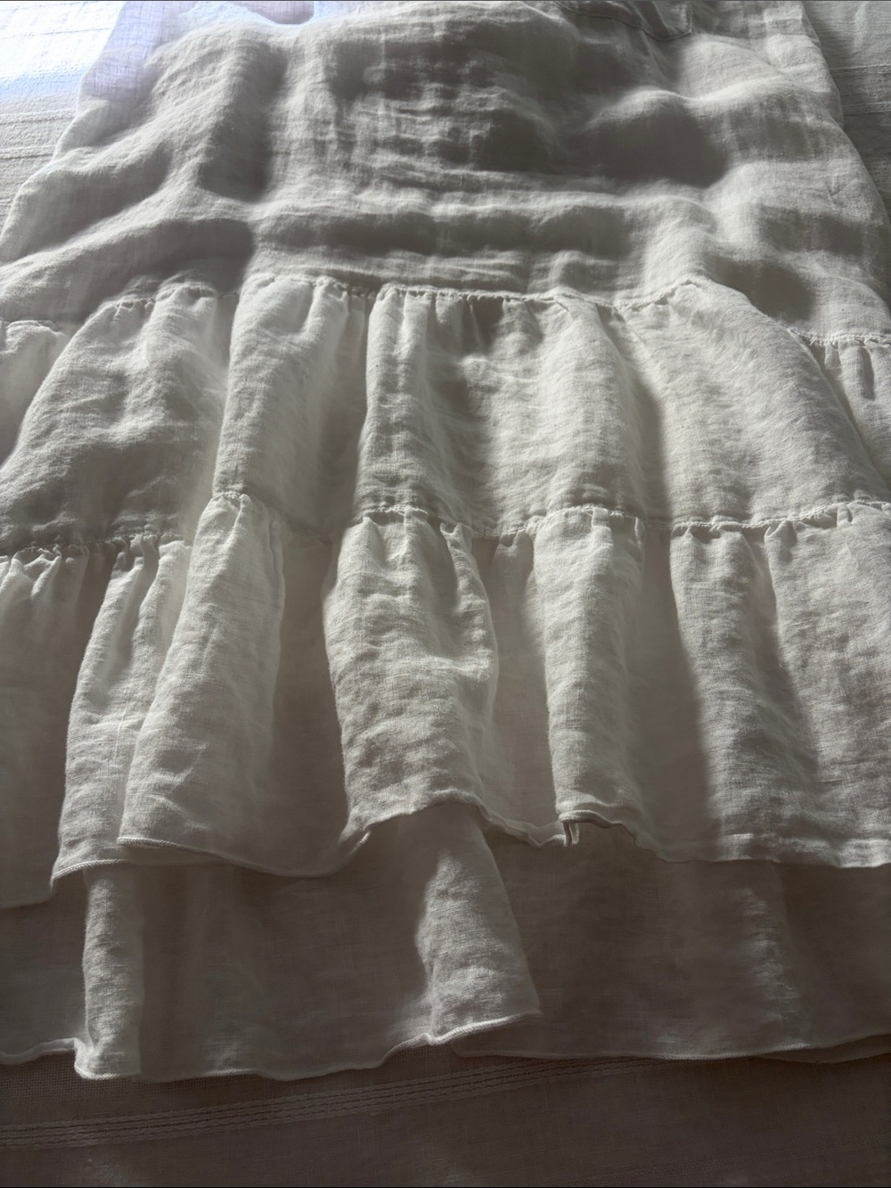 CP Shades White Sleeveless Tiered linen dress/swimsuit cover - Picture 5 of 7